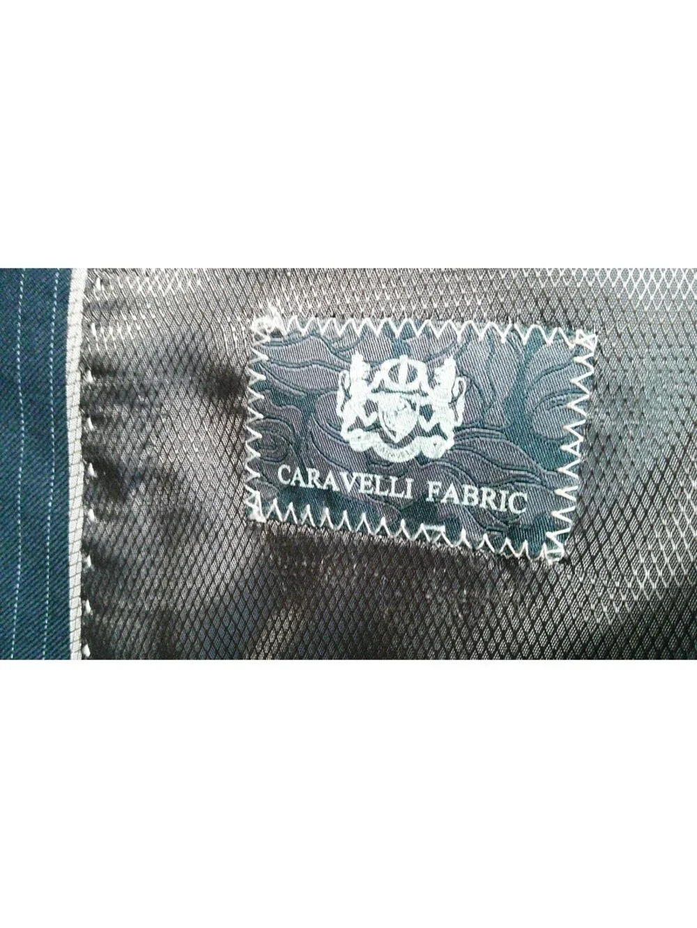 Caravelli Navy Pinstripe Suit Jacket Size 46L Made in Italy